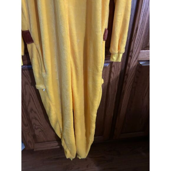 Pokemon 1 piece Pajamas Adult Large buttons footed hooded yellow - Picture 6 of 9